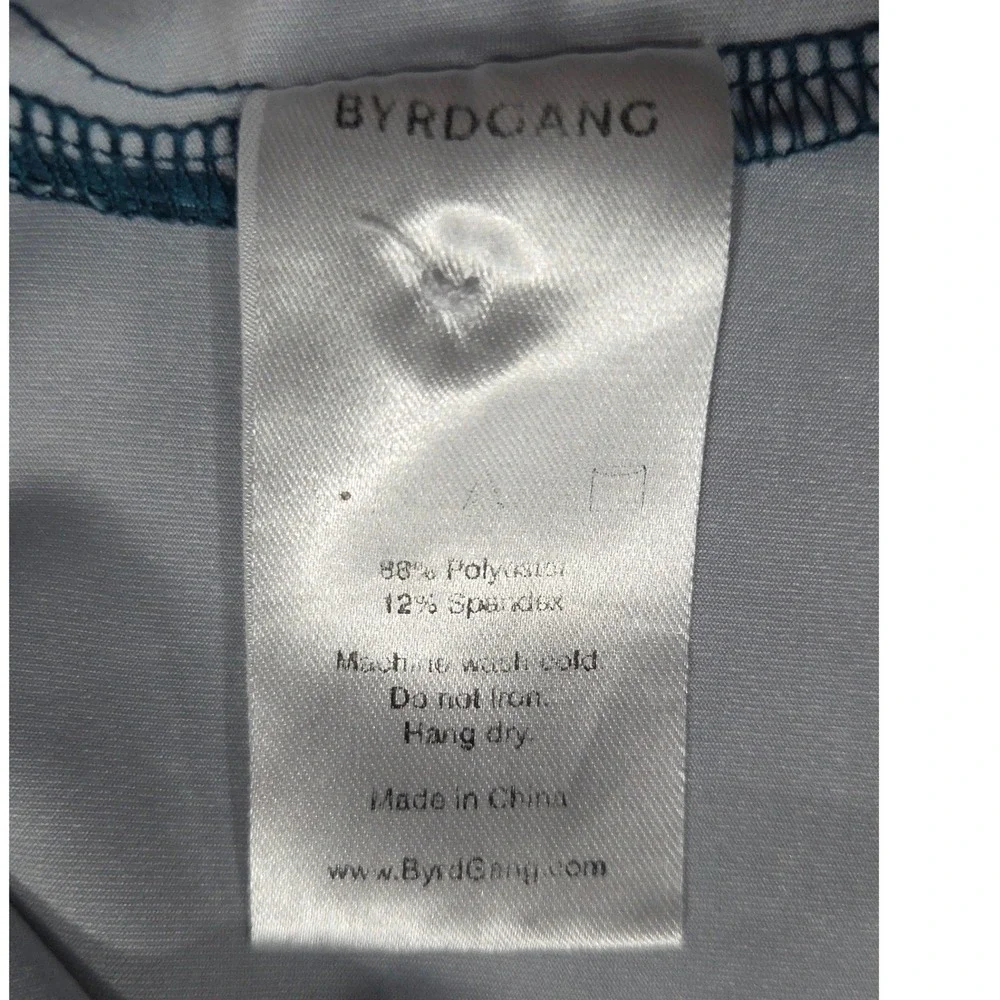 BYRD GANG Polo Men's 2XL Shirt‎ Teal Blue Geometric Print Short Sleeve Golf